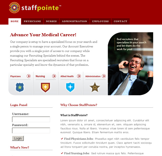 Projects: StaffPointe, LLC Website Mockup