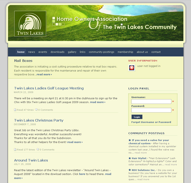 Projects: Twin Lakes Community HOA Website