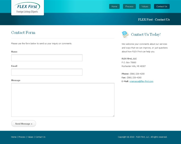 Projects: FLEX First, LLC Website Contact Page